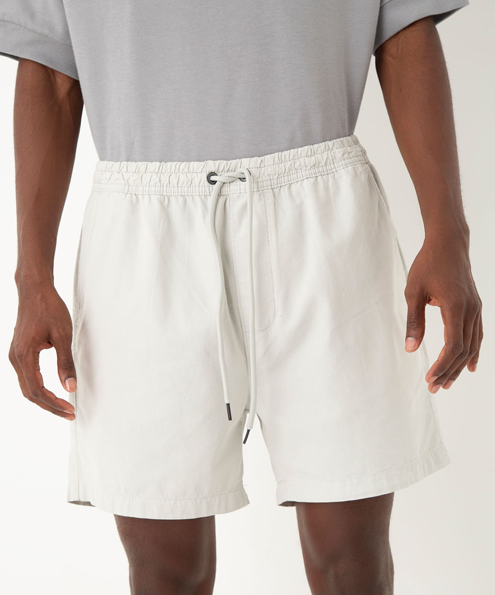 bermuda reta masculina de sarja com elástico cinza