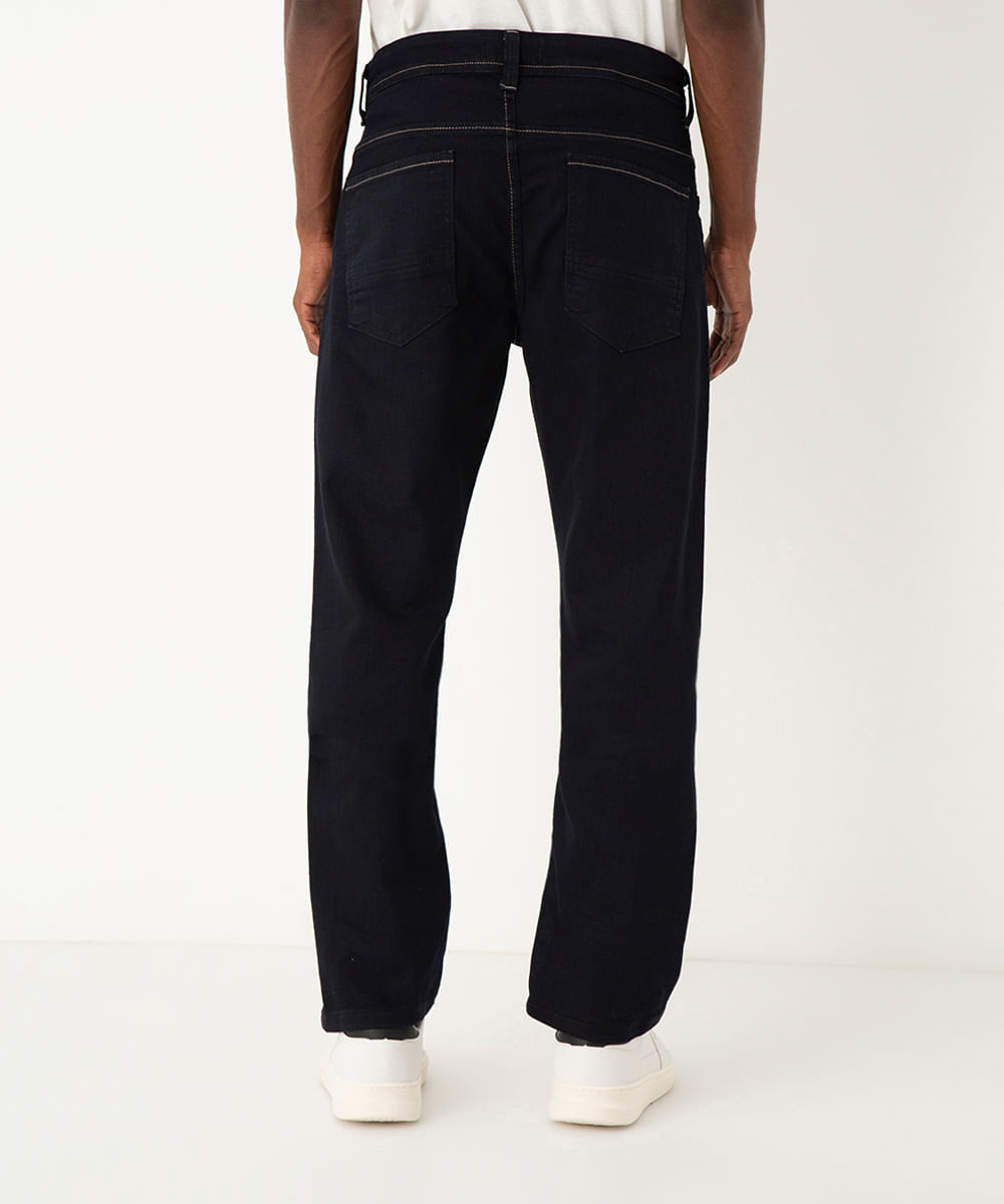 calça jeans reta slim azul escuro