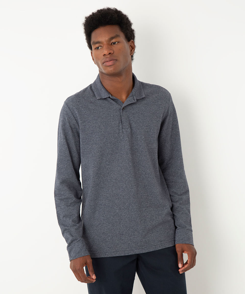 polo de algodão comfort - azul marinho