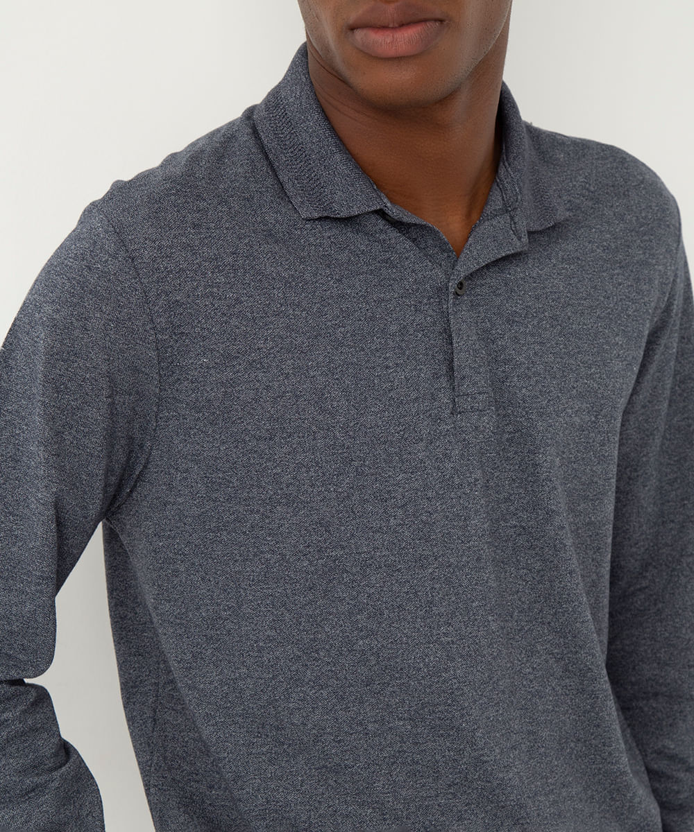 polo de algodão comfort - azul marinho