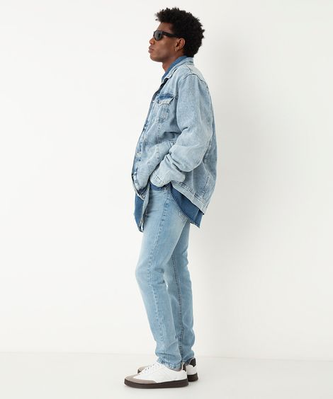 calça jeans slim azul claro