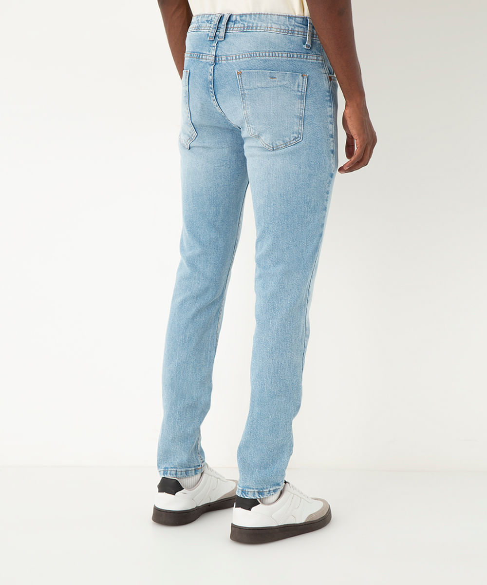 calça jeans slim azul claro