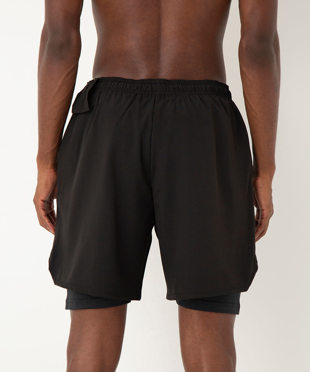 short com bermuda de compressão esportivo preto