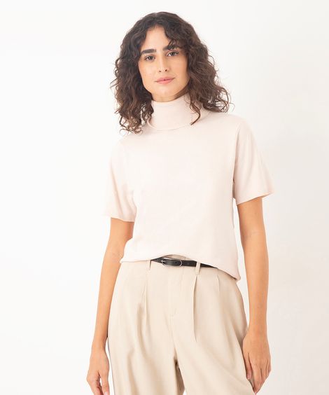 blusa tricot gola alta areia