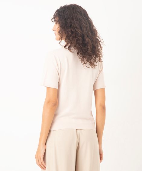 blusa tricot gola alta areia