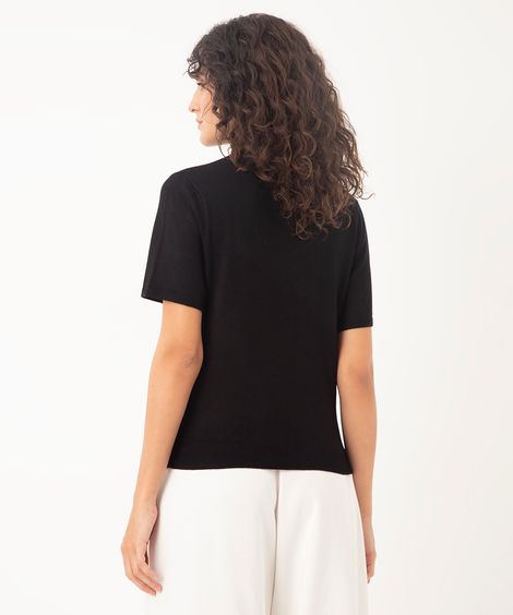 blusa tricot gola alta preto