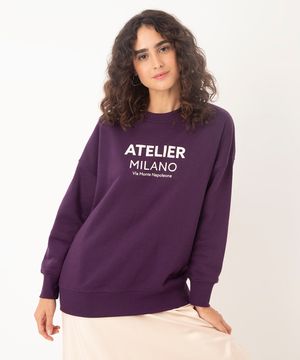 blusão de moletom oversized atelier milano roxo