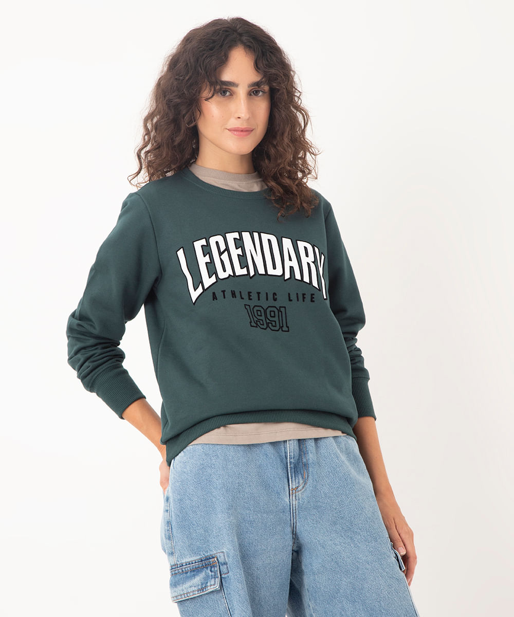 blusão de moletom legendary verde