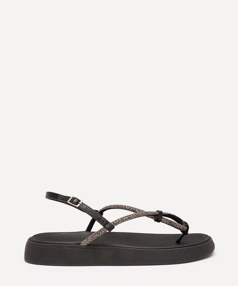 rasteirinha flatform de dedo com brilho moleca preta