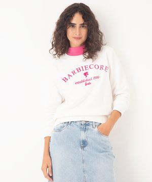 blusão de moletom barbiecore off white