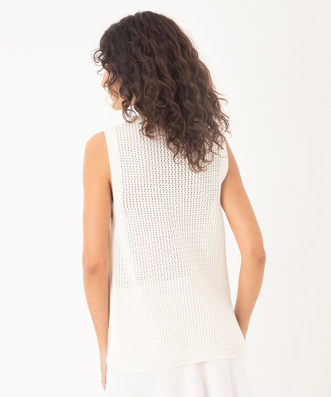 túnica de tricot com fenda off white
