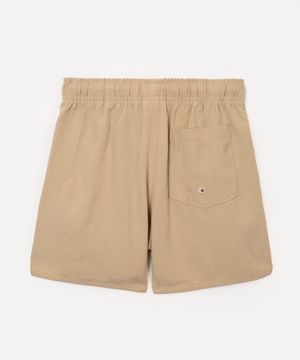 short infantil cós elástico com bolso bege