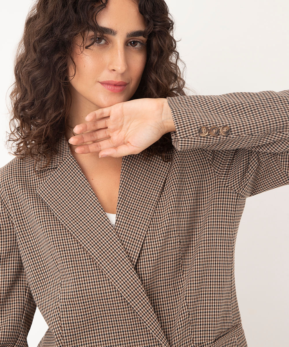 blazer pied de poule bege