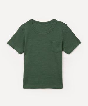 camiseta infantil texturizada com bolso manga curta verde