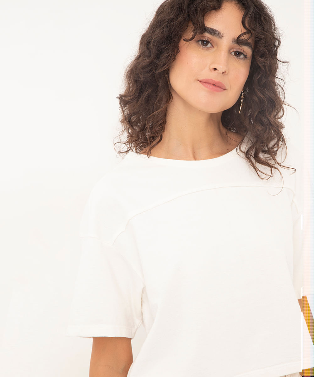 cropped de algodão com recorte off white