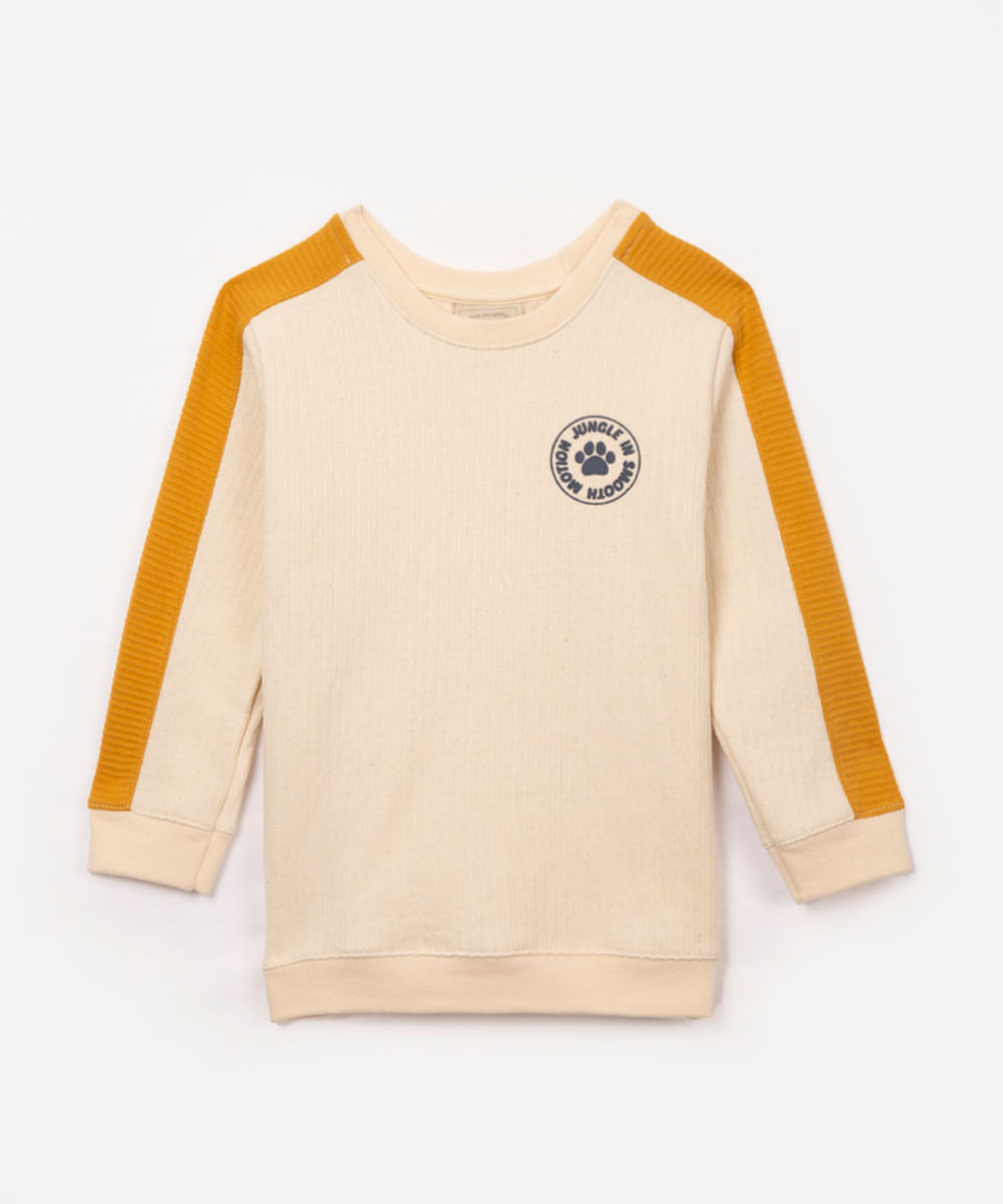 blusa infantil manga longa jungle bege