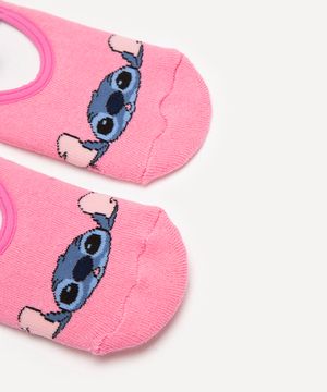 meia sapatilha infantil stitch com brilho rosa