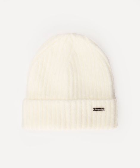 gorro de tricot felpudo off white