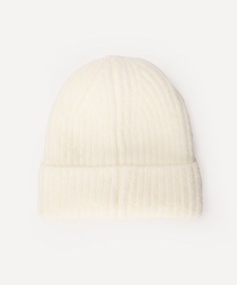gorro de tricot felpudo off white
