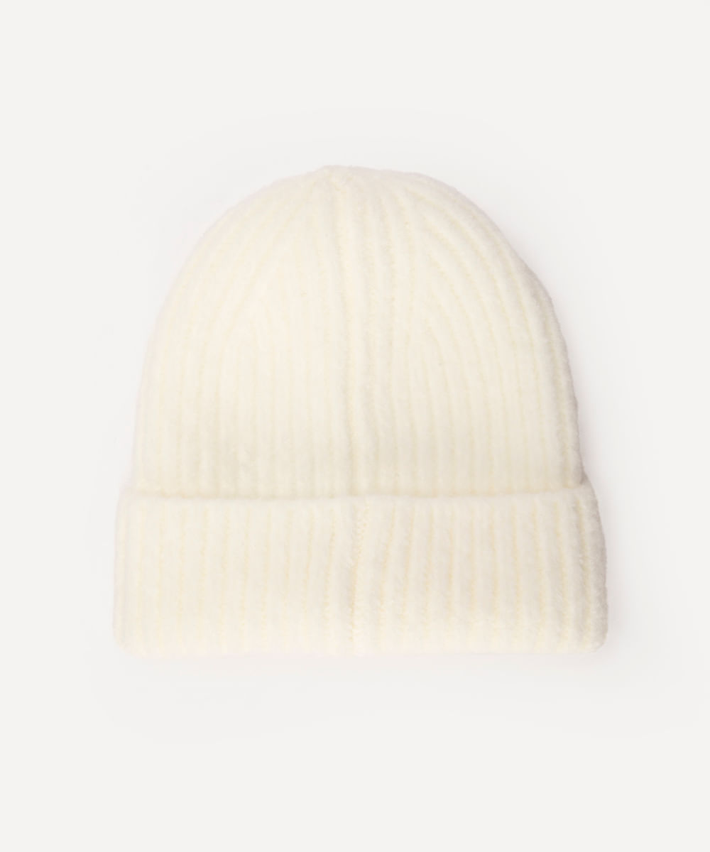 gorro de tricot felpudo off white
