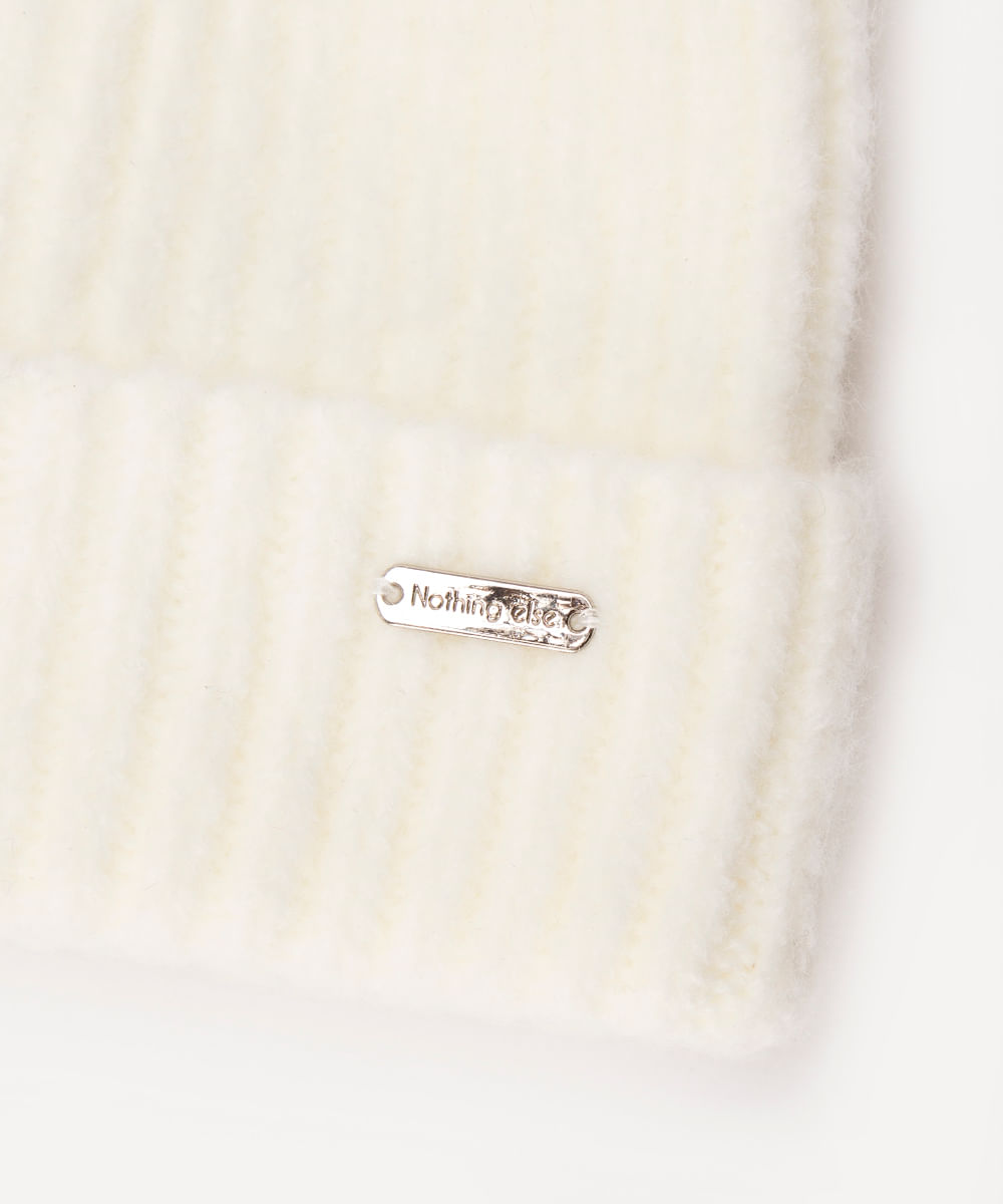 gorro de tricot felpudo off white