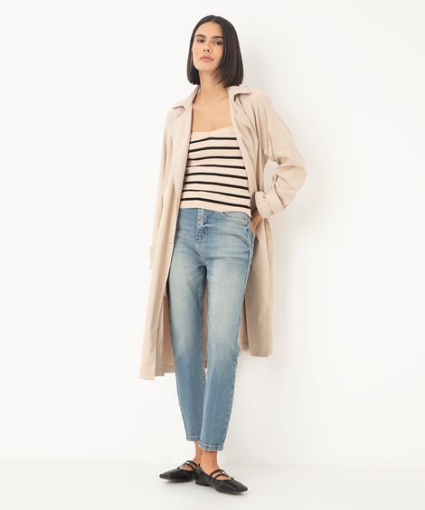 calça jeans skinny cintura super alta azul claro