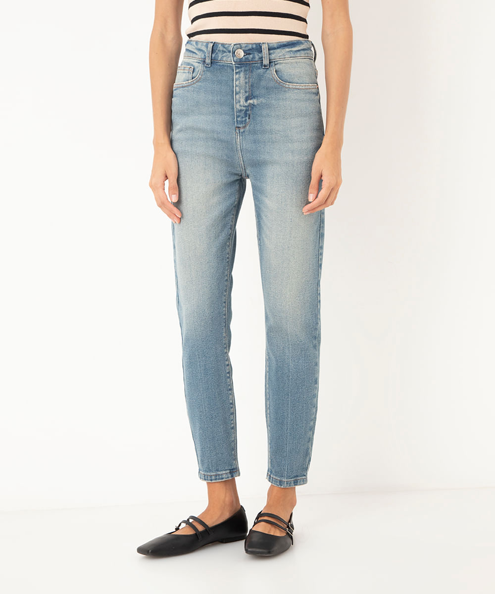 calça jeans skinny cintura super alta azul claro