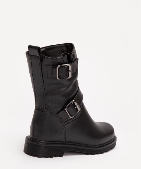 bota biker infantil com fivelas preto