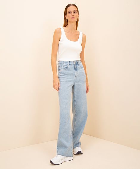 calça jeans new york cintura alta mindset azul