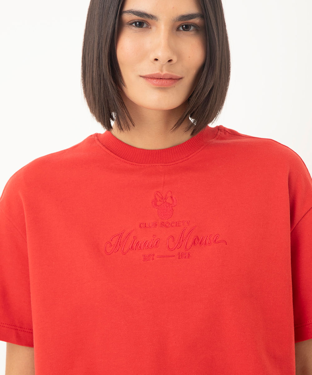 camiseta cropped minnie vermelho