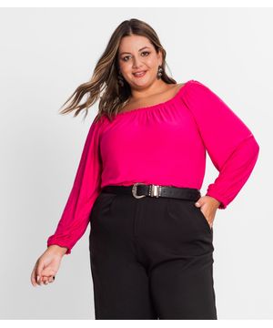 Blusa Ciganinha Feminina Plus Size Secret Glam Rosa