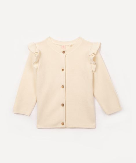 cardigan de tricot infantil com babados off white