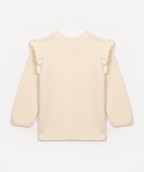 cardigan de tricot infantil com babados off white