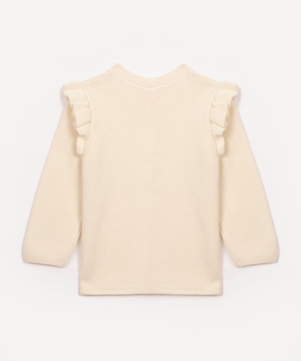 cardigan de tricot infantil com babados off white