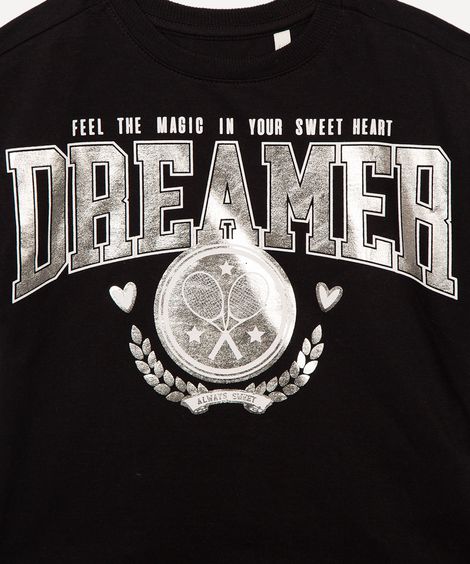 blusa de algodão infantil dreamer preta