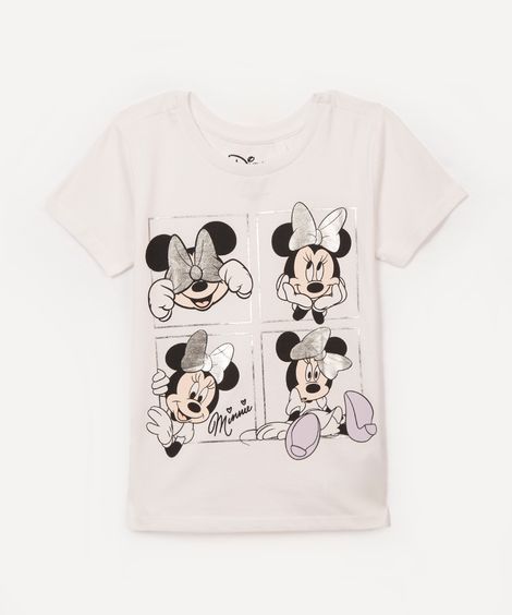 camiseta de algodão infantil minnie off white