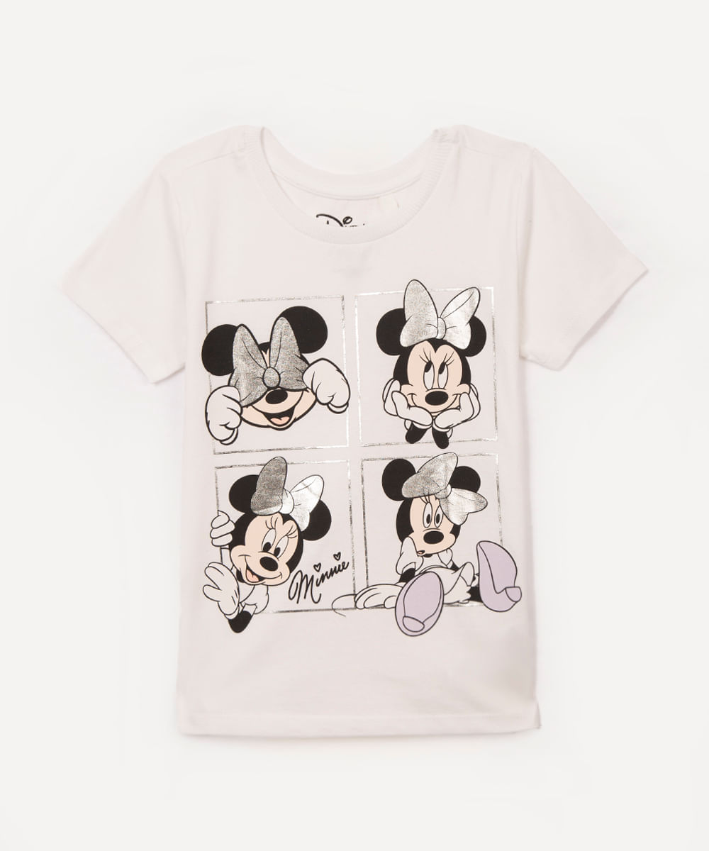 camiseta de algodão infantil minnie off white