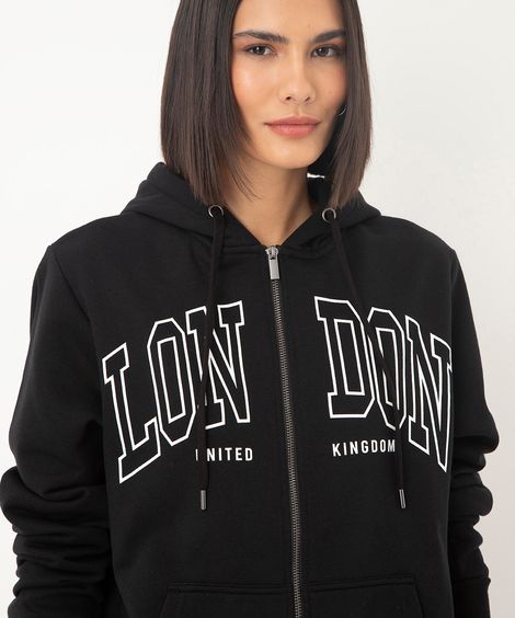 blusão de moletom com zíper london preto