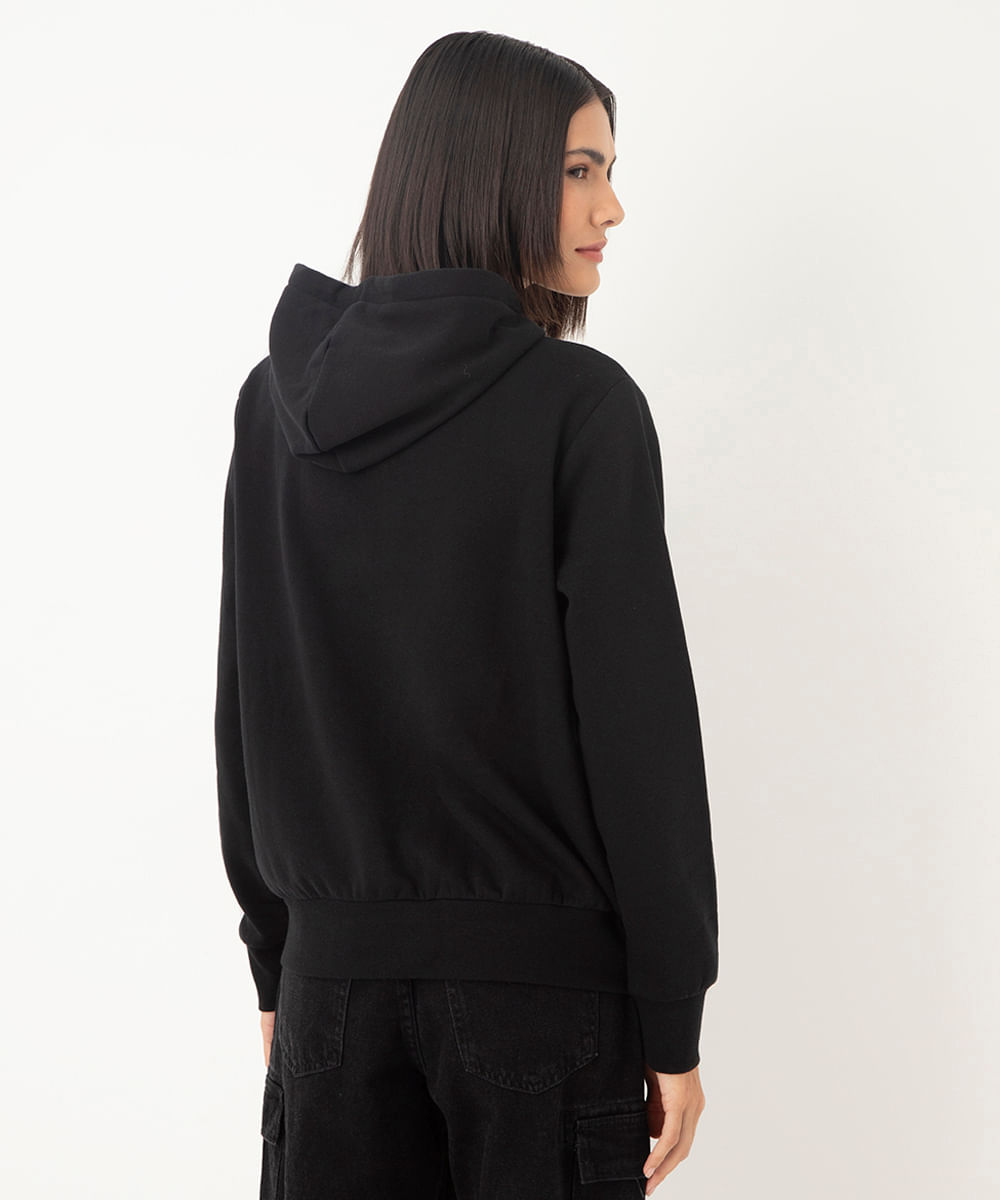 blusão de moletom com zíper london preto