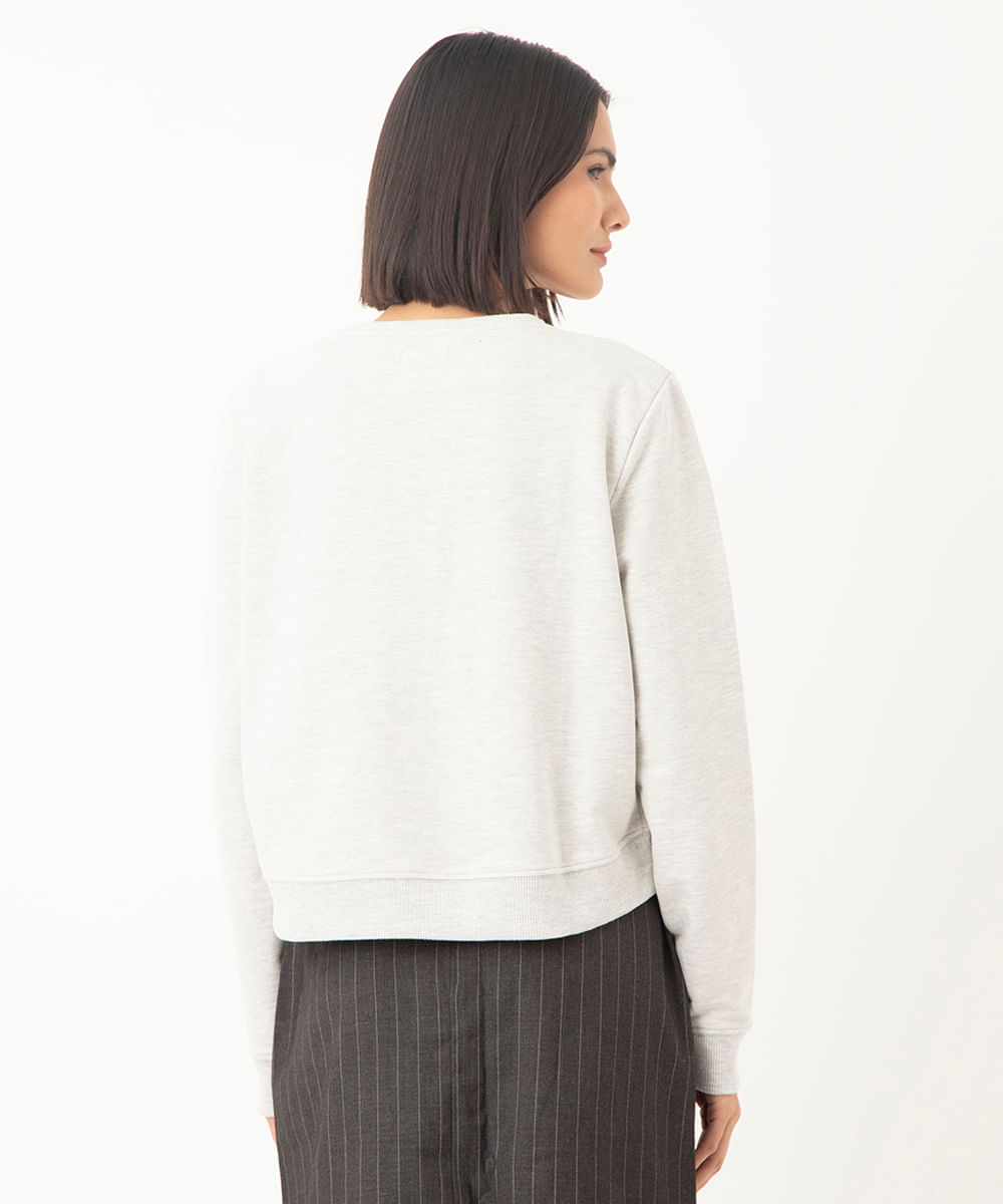 blusão de moletom cropped new york city cinza