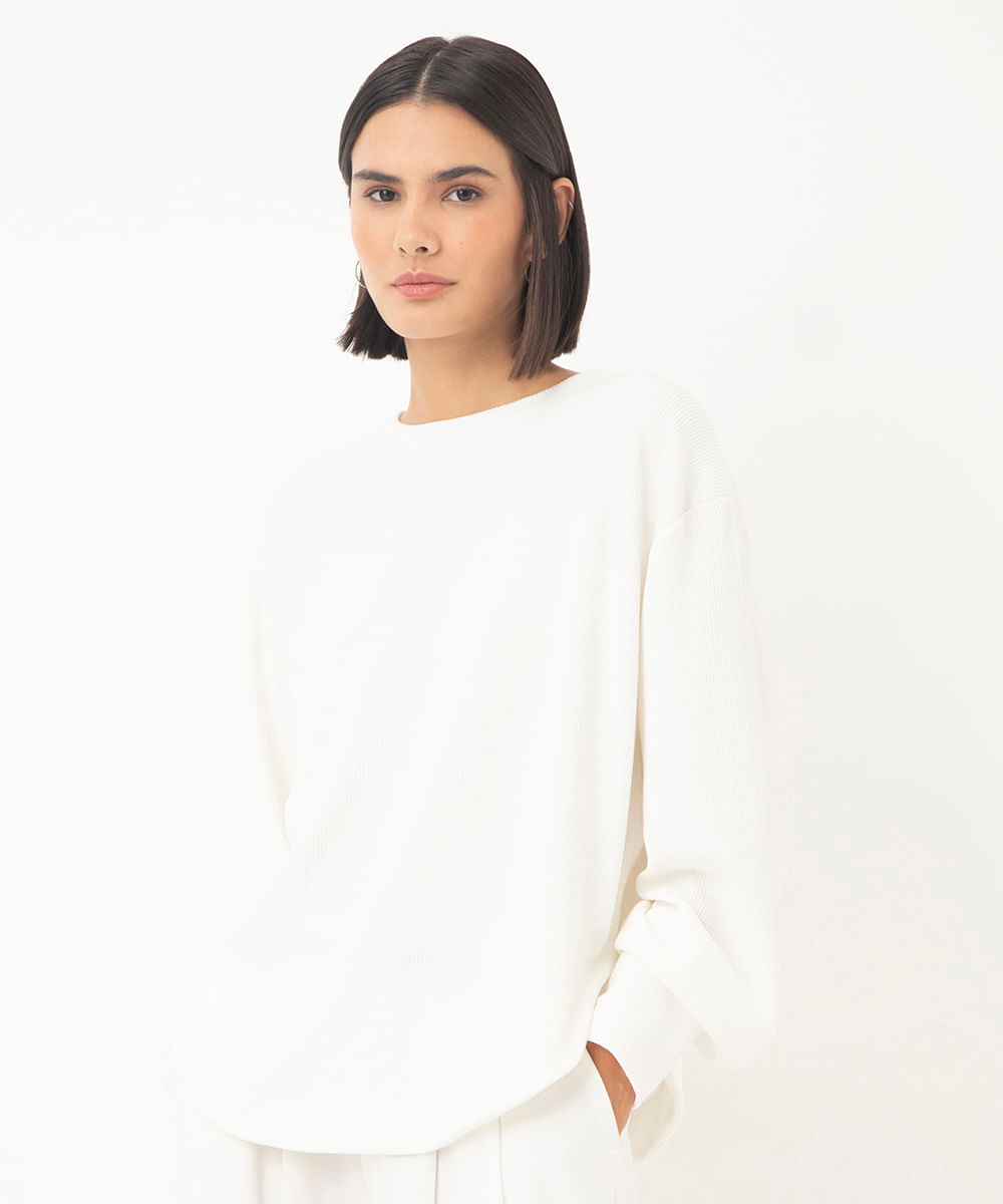 blusão texturizado gola careca off white