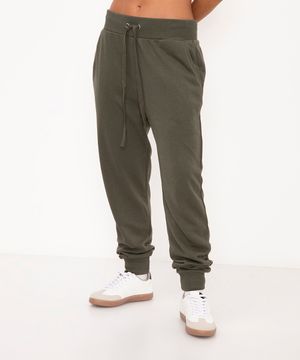 calça de moletom jogguer básica verde militar