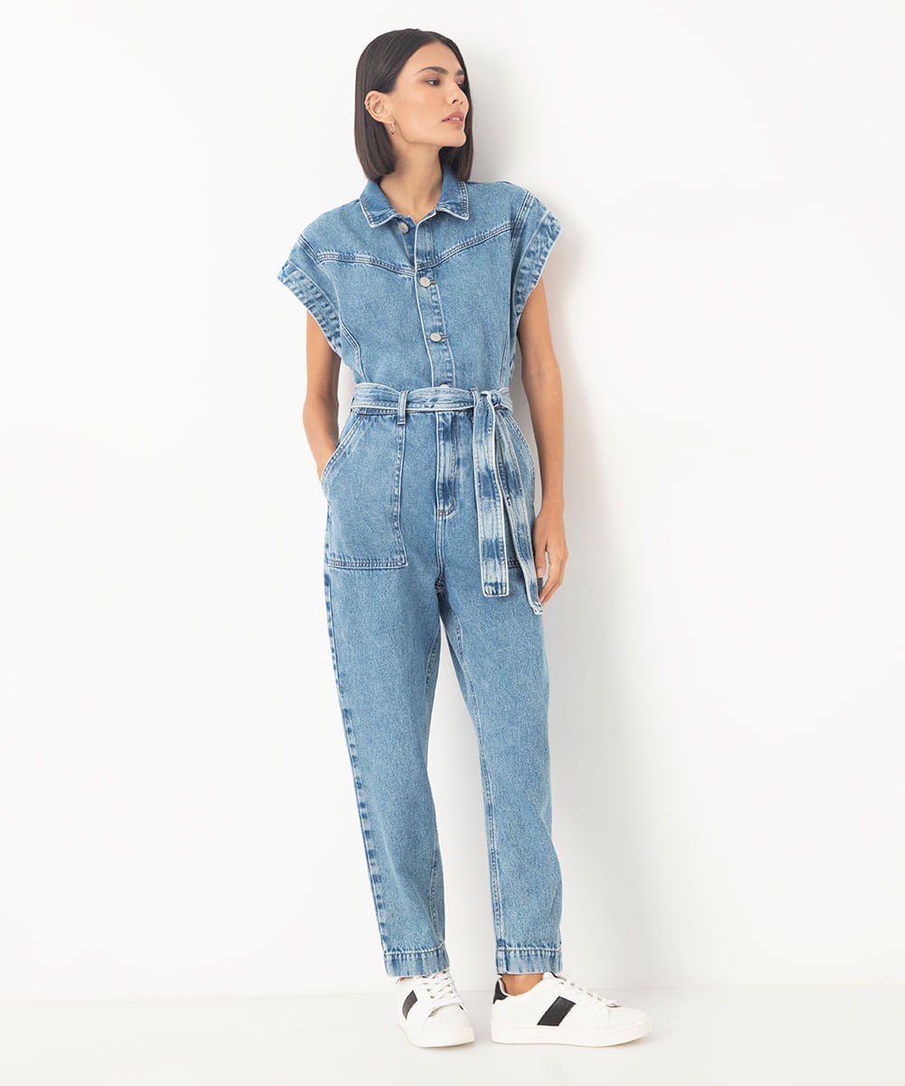 Macaquinho Macacao Cea Feminino Macaquinho Jeans Feminino Cea