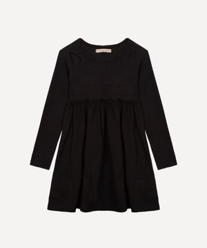 vestido de algodão infantil manga longa preto