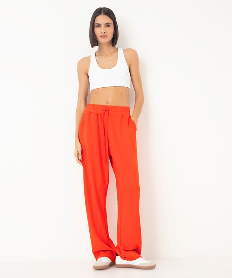 calça reta esportiva laranja