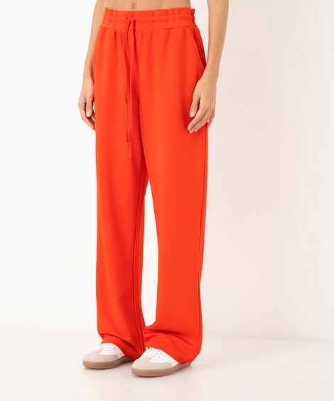 calça reta esportiva laranja
