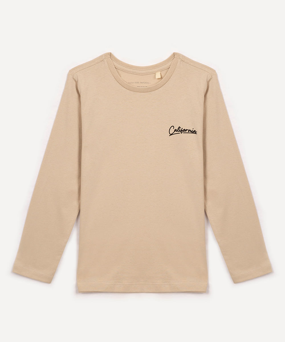 camiseta de algodão infantil califórnia  bege