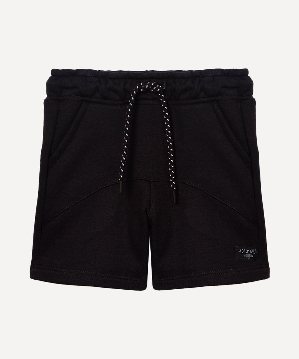 short de moletom infantil com cordão preto