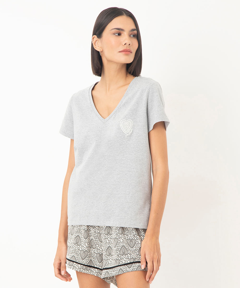 pijama short doll find love cinza
