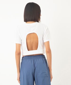 blusa cropped detalhe nas costas esportivo ace branco